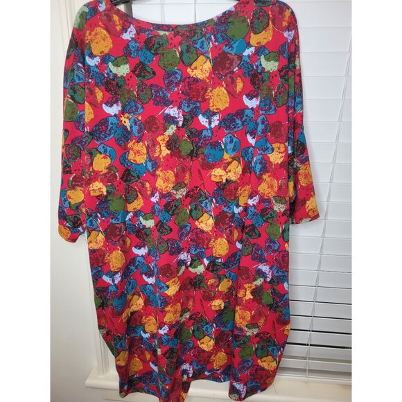 LuLaRoe Irma Tunic 3XL Red Multicolor Abstract Colorblock NWT Resort wrinkle fre - Picture 4 of 6
